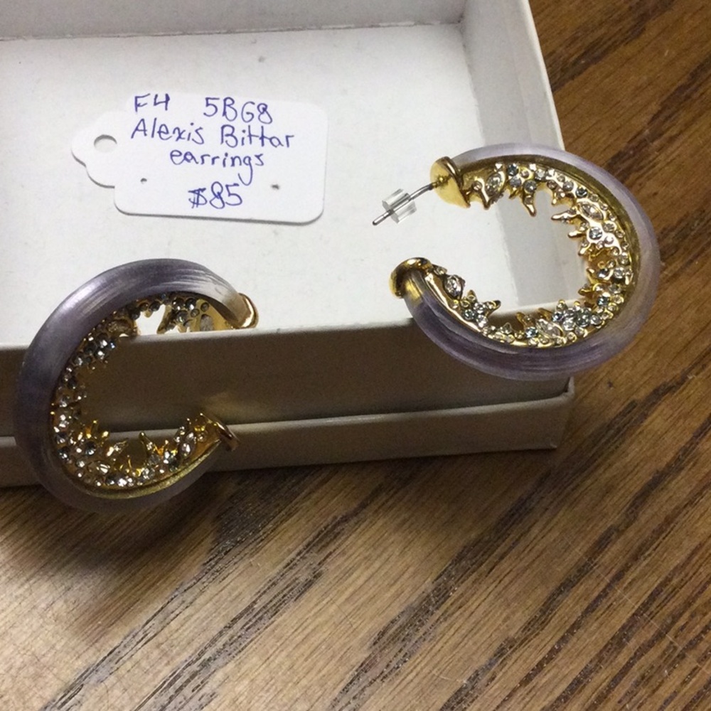 Alexis Bittar Lucite And Rhinestone Hoop Earrings - Picture 5 of 7